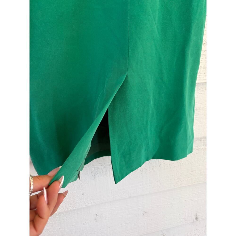 100% Silk Emerald Green Pencil Skirt Size 8 Midi Skirt Lined - Picture 8 of 9